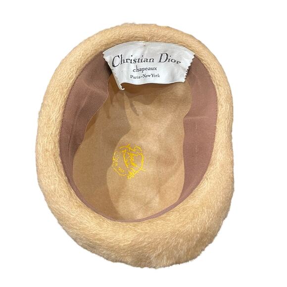 Vintage 1960s Christian Dior Fur Felt Leather Trim Womens Hat Brown AS IS - Picture 6 of 9